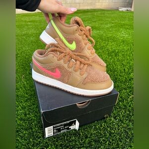 Nike Kids Sneakers in Brown with Pink and Green Swooshes